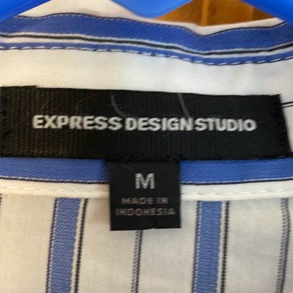 Express design studio blue and white striped long sleeve button down - Picture 3 of 4